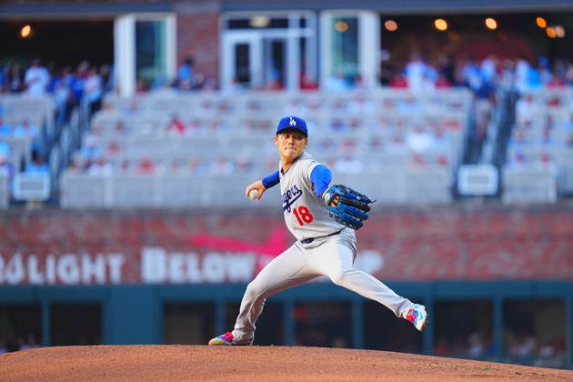 Yoshinobu Yamamoto,(Dodgers) Starting pitcher Yoshinobu Yamamoto Oct.6,2026 - Baseball : MLB, Baseball Herren, USA National League Division Series Atlanta Braves vs. Los Angeles Dodgers Venue: Truist Park (Cumberland, Georgia, USA) aflo_353997392 YujixArakawax