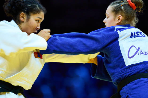 (L-R) Lkhagvatogoo Enkhriilen (MGL), Van Lieshout Joanne (NED), OCTOBER 7, 2026 - Judo : World Judo Championships BAKU2026 Women s -63kg3rd place match at National Gymnastics Arena in Baku, Azerbaijan. Noxthirdxpartyxsales  aflo_354113104 KenxAsakurax