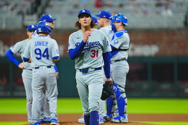 Tyler Glasnow(Dodgers) Starting pitcher Tyler Allen Glasnow, Oct.7,2026 - Baseball : MLB, Baseball Herren, USA National League Division Series Atlanta Braves vs. Los Angeles Dodgers Venue: Truist Park (Cumberland, Georgia, USA) aflo_354249844 YujixArakawax