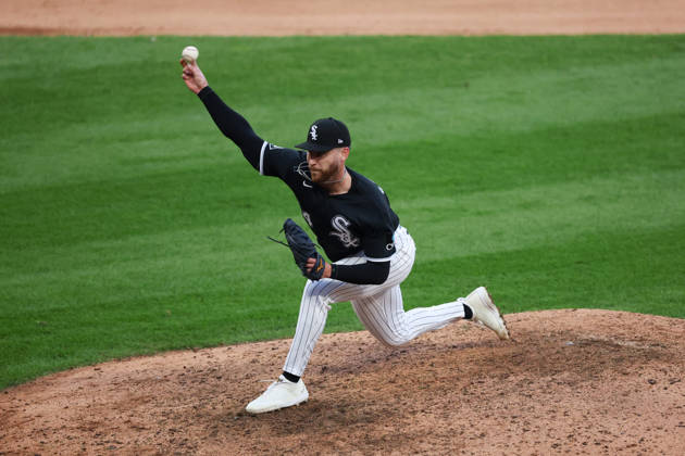 October 7, 2026, Chicago, Il - Illinois, USA - United States: Chicago White Sox pitcher David Sandlin works during the eighth inning against the Cleveland Guardians in Game 3 of the American League Division Series at Rate Field on Wednesday, Oct. 7, 2026, in Chicago. Sports News - October 7, 2026 - ZUMAm67_ 0868872924st Copyright: xArmandoxL.xSanchezx
