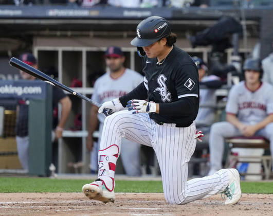 Baseball: Division Series between Guardians and White Sox Chicago White Sox first baseman Munetaka Murakami strikes out swinging in the third inning of Game 3 of the American League Division Series against the Cleveland Guardians at Rate Field in Chicago on Oct. 7, 2026. A14AA0005630462P