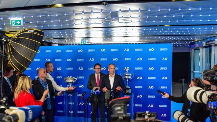 October 8, 2026, Melbourne, Australia: MELBOURNE, AUSTRALIA, OCTOBER 8, 2026: Tennis Australia holds the official media launch of the Australian Open 2027 Grand Slam tennis tournament at the Rod Laver Arena Concourse in Melbourne. The presentation, hosted by former tennis player Jelena Dokic and Australian tennis legend Todd Woodbridge, featured several guests and was followed by a press conference, PK, Pressekonferenz with Tennis Australia CEO Andrew Abdo ahead of the upcoming tournament. Australian Open 2027 Unveiled In Melbourne - ZUMAq101 0868920555st Copyright: xAlexanderxBogatyrevx