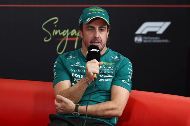 F1 Singapore Grand Prix 2026 Previews Fernando Alonso of Aston Martin Aramco during the press conference, PK, Pressekonferenz ahead of the Formula 1 Singapore Grand Prix at Marina Bay Street Circuit in Singapore on October 8, 2026. Singapore Singapore Copyright: xJakubxPorzyckix originalFilename:porzycki-f1singap261008_npec7