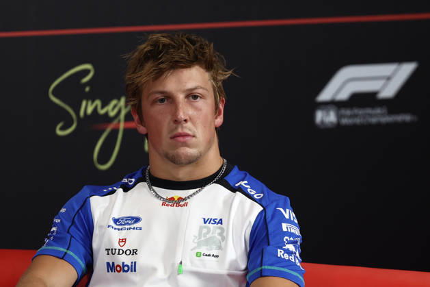 F1 Singapore Grand Prix 2026 Previews Liam Lawson of Racing Bulls during the press conference, PK, Pressekonferenz ahead of the Formula 1 Singapore Grand Prix at Marina Bay Street Circuit in Singapore on October 8, 2026. Singapore Singapore  Copyright: xJakubxPorzyckix originalFilename:porzycki-f1singap261008_npTsA