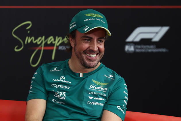 F1 Singapore Grand Prix 2026 Previews Fernando Alonso of Aston Martin Aramco during the press conference, PK, Pressekonferenz ahead of the Formula 1 Singapore Grand Prix at Marina Bay Street Circuit in Singapore on October 8, 2026. Singapore Singapore Copyright: xJakubxPorzyckix originalFilename:porzycki-f1singap261008_npWjd