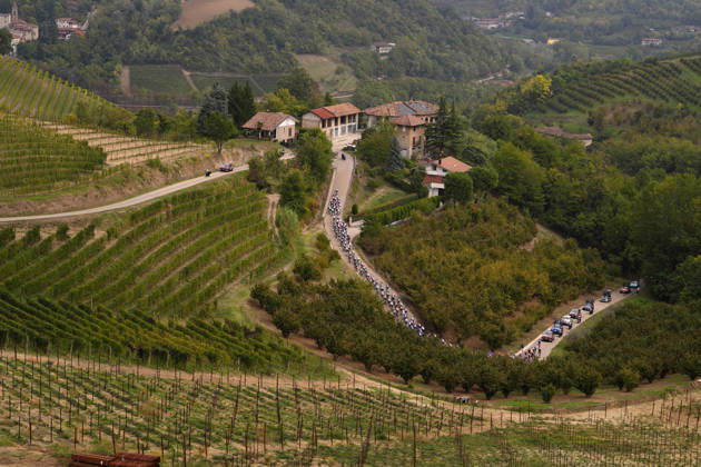 The pack rides during the 110th edition of the Gran Piemonte 2026 a 185 km one day race from Asti to Bra on October 08, 2026, Italy. Copyright: xFabioxFerrari LaPressex