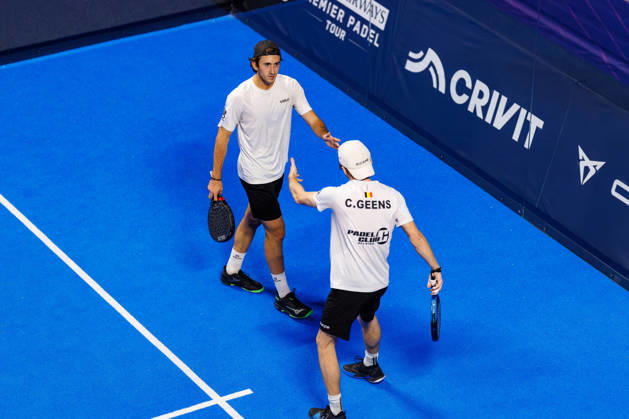 DÜSSELDORF, GERMANY - 8 OCTOBER 2026: Image shows the celebration of Nacho Moragues Moltò (ESP) and Clement Geens (BEL) during CUPRA Germany Premier Padel P2 2026 Day 5: Round of 16 at CASTELLO Düsseldorf on 8 10 2026 in Düsseldorf, Germany. Germany Copyright: xFröhlichxPascalx