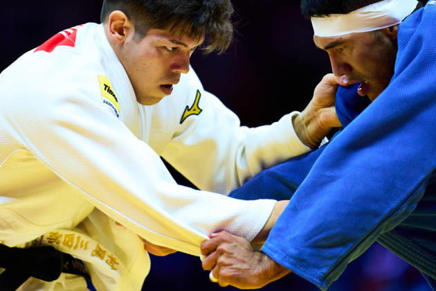 (L-R) Sanshiro Murao (JPN), Sherov Erlan (KGZ), OCTOBER 8, 2026 -Judo : World Judo Championships BAKU2026 Mens -90kg2nd Round match at National Gymnastics Arena in Baku, Azerbaijan. aflo_354298515 KenxAsakurax