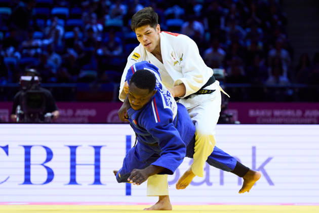 (Top-Bottom) Sanshiro Murao (JPN), Ngayap Hambou Maxime-Gael (FRA), OCTOBER 8, 2026 -Judo : World Judo Championships BAKU2026 Mens -90kgSemi-final match at National Gymnastics Arena in Baku, Azerbaijan. aflo_354298660 KenxAsakurax