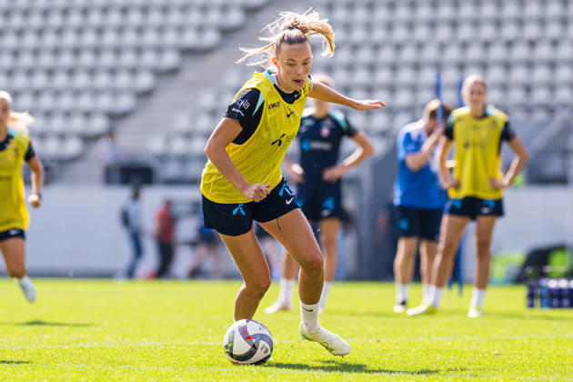 261008 Synne Jensen of the Norwegian women™s national football team during a training session on October 8, 2026 in Bucharest. Photo: Marius Simensen BILDBYRAN Cop 238 bbeng dam fifa women s world cup qualifier football fotball fotboll norge norway practice soccer training trening träning Copyright: MARIUSxSIMENSEN BB261008BB281