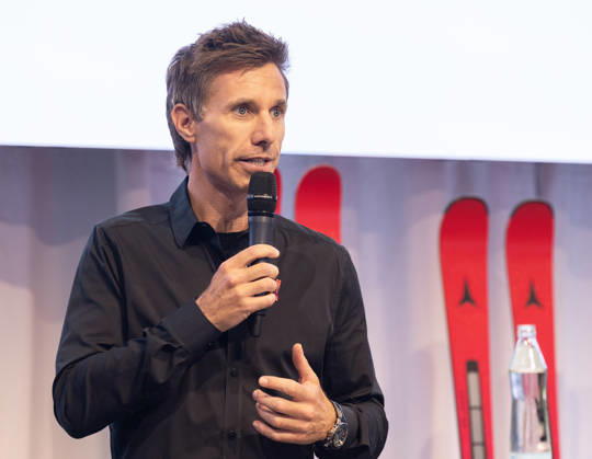 ALPINE SKIING - Atomic Media Day 2026 ALTENMARKT,AUSTRIA,08.OCT.26 - ALPINE SKIING - Atomic Media Day. Image shows presenter Christian Brugger. GEPAxpictures xHaraldxSteiner