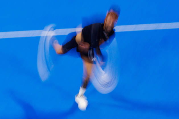 DÜSSELDORF, GERMANY - 8 OCTOBER 2026: Image shows a feature of padel player Gonzalo Alfonso (ARG) motion blured during CUPRA Germany Premier Padel P2 2026 Day 5: Round of 16 at CASTELLO Düsseldorf on 8 10 2026 in Düsseldorf, Germany. Germany Copyright: xFröhlichxPascalx