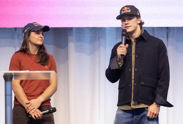 ALPINE SKIING - Atomic Media Day 2026 ALTENMARKT,AUSTRIA,08.OCT.26 - ALPINE SKIING - Atomic Media Day. Image shows Zrinka Ljutic (CRO) and Lucas Pinheiro Braathen (BRA). GEPAxpictures xHaraldxSteiner
