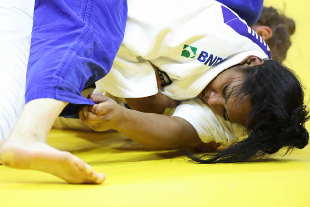 AZERBAIJAN, BAKU - OCTOBER 8, 2026: Nauana Silva of Brazil (front) and Giovanna Scoccimarro of Germany compete in their -70 kg bout as part of the 2026 World Judo Championships at the National Gymnastics Arena 2026 World Judo Championships In Baku - ZUMAt113 20261008_zaa_t113_450 Copyright: xMikhailxSinitsynx
