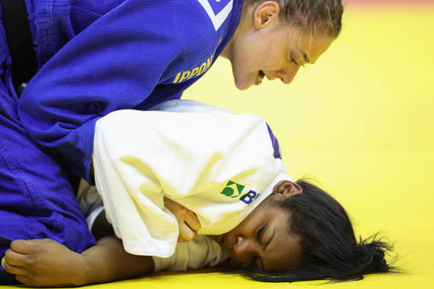 AZERBAIJAN, BAKU - OCTOBER 8, 2026: Nauana Silva of Brazil (bottom) and Giovanna Scoccimarro of Germany compete in their -70 kg bout as part of the 2026 World Judo Championships at the National Gymnastics Arena 2026 World Judo Championships In Baku - ZUMAt113 20261008_zaa_t113_451 Copyright: xMikhailxSinitsynx