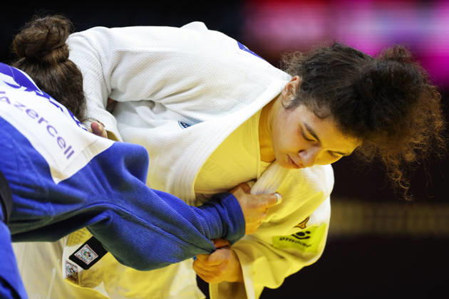 AZERBAIJAN, BAKU - OCTOBER 8, 2026: Madina Taimazova (R) of Russia and Aleksandra Andric of Serbia compete in their -70 kg bout as part of the 2026 World Judo Championships at the National Gymnastics Arena 2026 World Judo Championships In Baku - ZUMAt113 20261008_zaa_t113_457 Copyright: xMikhailxSinitsynx