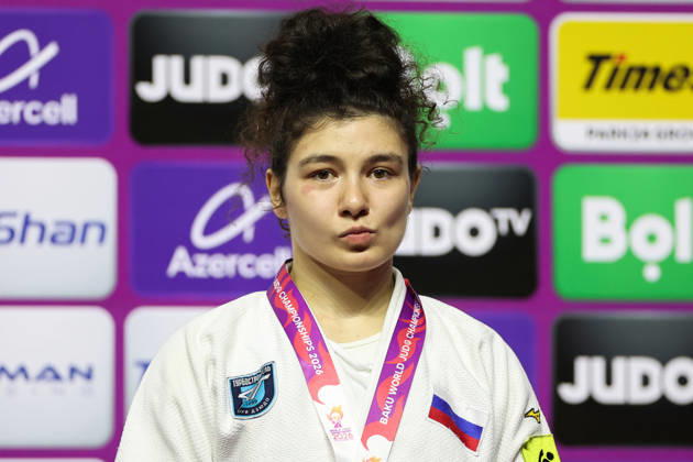 AZERBAIJAN, BAKU - OCTOBER 8, 2026: 3rd placed Madina Taimazova of Russia pose during an award ceremony for the women s -70 kg category during the 2026 World Judo Championships at the National Gymnastics Arena. Mikhail Sinitsyn TASS 98955793