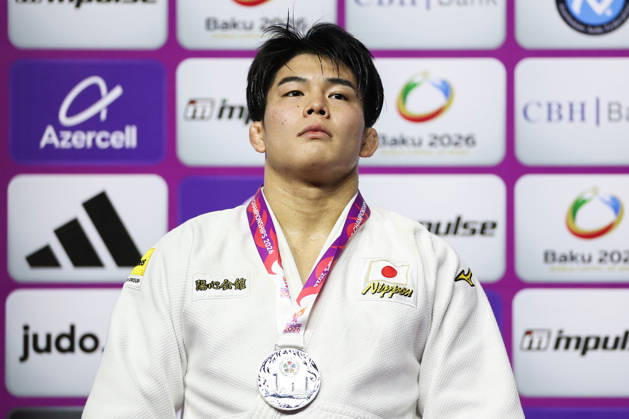 AZERBAIJAN, BAKU - OCTOBER 8, 2026: 2nd placed Goki Tajima of Japan poses during an award ceremony for the men s -90 kg category as part of the 2026 World Judo Championships at the National Gymnastics Arena 2026 World Judo Championships In Baku - ZUMAt113 20261008_zaa_t113_539 Copyright: xMikhailxSinitsynx