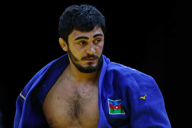AZERBAIJAN, BAKU - OCTOBER 8, 2026: Murad Fatiyev of Azerbaijan is pictured during a -90 kg bout against Nemanja Majdov of Serbia as part of the 2026 World Judo Championships at the National Gymnastics Arena. Mikhail Sinitsyn TASS 98958126