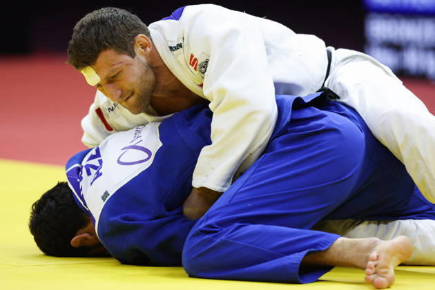 AZERBAIJAN, BAKU - OCTOBER 8, 2026: Murad Fatiyev (bottom) of Azerbaijan and Nemanja Majdov of Serbia compete in their -90 kg bout as part of the 2026 World Judo Championships at the National Gymnastics Arena 2026 World Judo Championships In Baku  - ZUMAt113 20261008_zaa_t113_619 Copyright: xMikhailxSinitsynx