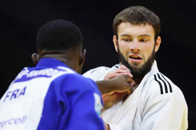 AZERBAIJAN, BAKU - OCTOBER 8, 2026: Maxime-Gael Ngayap Hambou (L) of France and Boris Rutovic of Serbia compete in their -90 kg bout as part of the 2026 World Judo Championships at the National Gymnastics Arena 2026 World Judo Championships In Baku - ZUMAt113 20261008_zaa_t113_634 Copyright: xMikhailxSinitsynx