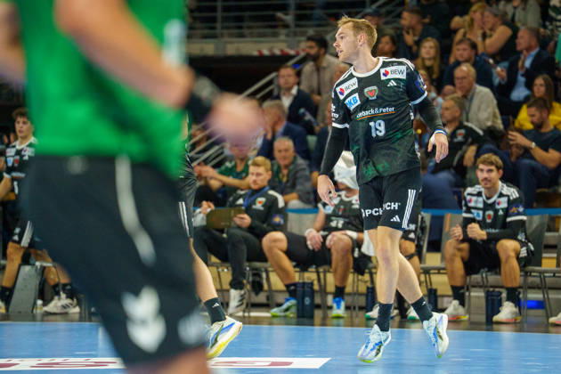 Im Bild: Mathias Gidsel (Fuechse Berlin, 19) 08.10.2026, Fuechse Berlin - FC Porto, EHF Handball Champions League, Saison 2026 27, Max-Schmeling-Halle Copyright: HMBxMedia xPascalxSpanehl