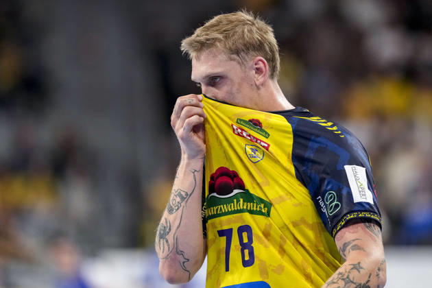 Edwin Aspenbäck (RNL, 78), Spieler der Rhein-Neckar-Löwen, Einzelbild, Einzelfoto, Aktion, Action, enttäuscht schauend, Enttäuschung, Frustration, disappointed, pessimistisch, 08.10.2026, Mannheim (Deutschland), Handball, Bundesliga, Rhein-Neckar Löwen - ThSV Eisenach