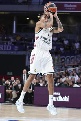 October 8, 2026, Madrid, Madrid, Spain: Nick Smith Jr. of Real Madrid in action during the Euroleague Basketball Regular Season Round 4 game between Real Madrid v Partizan Mozzart Bet Belgrade at Movistar Arena on October 08, 2026 in Madrid, Spain. Madrid Spain - ZUMAa181 20261008_zaa_a181_225 Copyright: xIrinaxR.xHipolitox