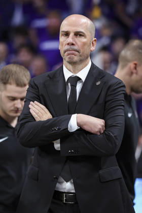 October 8, 2026, Madrid, Madrid, Spain: Joan Penarroya, head coach of Partizan Mozzart Bet Belgrade, looks on during the Euroleague Basketball Regular Season Round 4 game between Real Madrid v Partizan Mozzart Bet Belgrade at Movistar Arena on October 08, 2026 in Madrid, Spain. Madrid Spain - ZUMAa181 20261008_zaa_a181_226 Copyright: xIrinaxR.xHipolitox