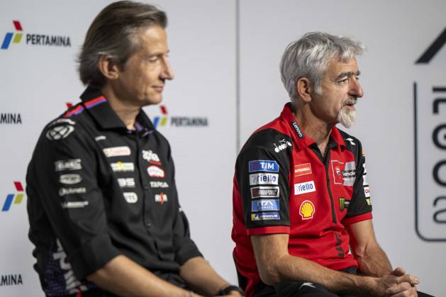 MOTO - MOTO GP - GRAND PRIX OF INDONESIA 2026 Rivola Massimo (ita), CEO Aprilia Racing, portrait with Dall Igna Luigi (ita), General Manager of Ducati Corse, presse conference during the 2026 MotoGP Pertamina Grand Prix of Indonesia on the Mandalika circuit from October 9 to 11, at West Nusa Tenggara, Indonesia - West Nusa TenggaraIndonesia Copyright: xGIGIxSOLDANOx