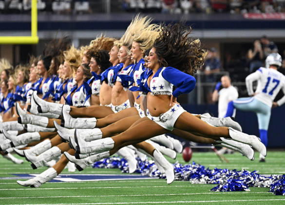 Dallas Cowboys Cheerleaders perform at the Cowboys and Tampa Bay Buccaneers game at AT&T Stadium in Arlington, Texas on Thursday, October 8, 2026.  ARL2026100828 IANxHALPERIN