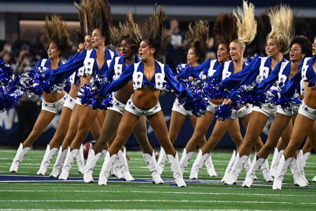 Dallas Cowboys Cheerleaders perform at the Cowboys and Tampa Bay Buccaneers game at AT&T Stadium in Arlington, Texas on Thursday, October 8, 2026. ARL2026100829 IANxHALPERIN