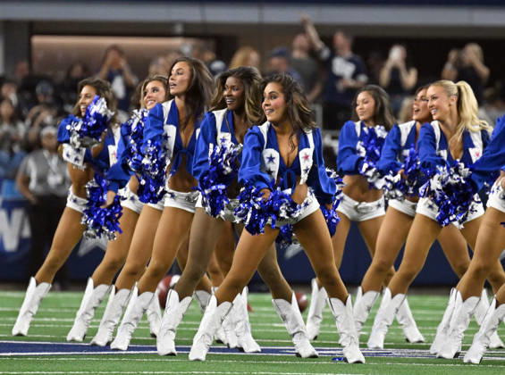 Dallas Cowboys Cheerleaders perform at the Cowboys and Tampa Bay Buccaneers game at AT&T Stadium in Arlington, Texas on Thursday, October 8, 2026. ARL2026100830 IANxHALPERIN