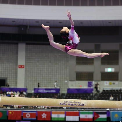 Asian Games 2026 Aichi-Nagoya, Japan HAN Yon Mi of PRK in action during Women™s Artistic Gymnastics Team Final at the 20th Asian Games Aichi-Nagoya 2026. Aichi, Nagoya Nagoya General Gymnasysm, Rainbow Hall. Japan Copyright: xSeshadrixSukumarx