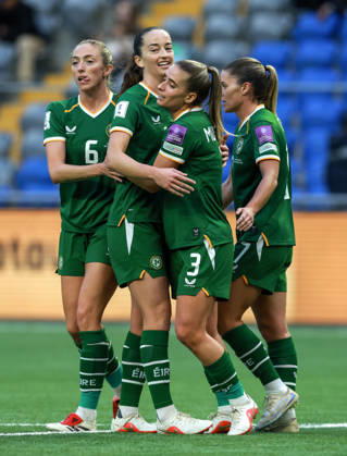 2027 FIFA Women s World Cup Round One Qualifying Play-off First Leg, Astana Arena, Astana, Kazakhstan 9 10 2026 Kazakhstan vs Republic of Ireland Ireland™s Chloe Mustaki celebrates scoring her sides second goal with teammates Chloe Mustaki celebrates scoring her sides second goal with teammates 9 10 2026  Copyright: xx BASN3425