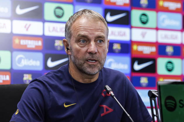 October 9, 2026, Sant Joan Despi, Barcelona, Spain: Hansi Flick, head coach of FC Barcelona, Barca attends his press conference, PK, Pressekonferenz during the training day of FC Barcelona ahead the Spanish League, LaLiga EA Sports, football match against Getafe CF at Ciudad Esportiva Joan Gamper on October 09, 2026 in Sant Joan Despi, Barcelona, Spain. FC Barcelona Training And Press Conference - LaLiga EA Sports - ZUMAa181 20261009_zaa_a181_023 Copyright: xJavierxBorregox