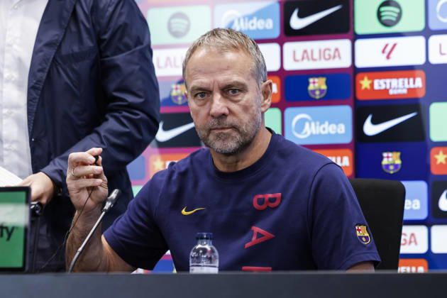 October 9, 2026, Sant Joan Despi, Barcelona, Spain: Hansi Flick, head coach of FC Barcelona, Barca attends his press conference, PK, Pressekonferenz during the training day of FC Barcelona ahead the Spanish League, LaLiga EA Sports, football match against Getafe CF at Ciudad Esportiva Joan Gamper on October 09, 2026 in Sant Joan Despi, Barcelona, Spain. FC Barcelona Training And Press Conference - LaLiga EA Sports - ZUMAa181 20261009_zaa_a181_024 Copyright: xJavierxBorregox