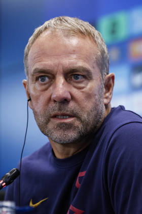 October 9, 2026, Sant Joan Despi, Barcelona, Spain: Hansi Flick, head coach of FC Barcelona, Barca attends his press conference, PK, Pressekonferenz during the training day of FC Barcelona ahead the Spanish League, LaLiga EA Sports, football match against Getafe CF at Ciudad Esportiva Joan Gamper on October 09, 2026 in Sant Joan Despi, Barcelona, Spain. FC Barcelona Training And Press Conference - LaLiga EA Sports - ZUMAa181 20261009_zaa_a181_027 Copyright: xJavierxBorregox