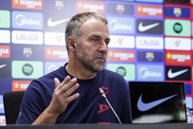 October 9, 2026, Sant Joan Despi, Barcelona, Spain: Hansi Flick, head coach of FC Barcelona, Barca attends his press conference, PK, Pressekonferenz during the training day of FC Barcelona ahead the Spanish League, LaLiga EA Sports, football match against Getafe CF at Ciudad Esportiva Joan Gamper on October 09, 2026 in Sant Joan Despi, Barcelona, Spain. FC Barcelona Training And Press Conference - LaLiga EA Sports - ZUMAa181 20261009_zaa_a181_030 Copyright: xJavierxBorregox
