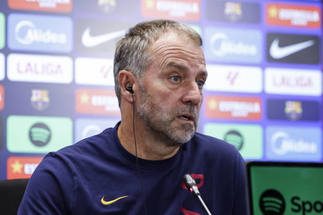 October 9, 2026, Sant Joan Despi, Barcelona, Spain: Hansi Flick, head coach of FC Barcelona, Barca attends his press conference, PK, Pressekonferenz during the training day of FC Barcelona ahead the Spanish League, LaLiga EA Sports, football match against Getafe CF at Ciudad Esportiva Joan Gamper on October 09, 2026 in Sant Joan Despi, Barcelona, Spain. FC Barcelona Training And Press Conference - LaLiga EA Sports - ZUMAa181 20261009_zaa_a181_031 Copyright: xJavierxBorregox