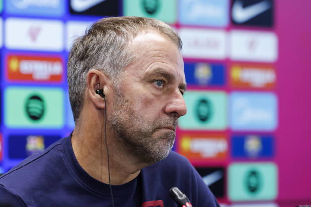 October 9, 2026, Sant Joan Despi, Barcelona, Spain: Hansi Flick, head coach of FC Barcelona, Barca attends his press conference, PK, Pressekonferenz during the training day of FC Barcelona ahead the Spanish League, LaLiga EA Sports, football match against Getafe CF at Ciudad Esportiva Joan Gamper on October 09, 2026 in Sant Joan Despi, Barcelona, Spain. FC Barcelona Training And Press Conference - LaLiga EA Sports - ZUMAa181 20261009_zaa_a181_036 Copyright: xJavierxBorregox