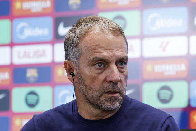 October 9, 2026, Sant Joan Despi, Barcelona, Spain: Hansi Flick, head coach of FC Barcelona, Barca attends his press conference, PK, Pressekonferenz during the training day of FC Barcelona ahead the Spanish League, LaLiga EA Sports, football match against Getafe CF at Ciudad Esportiva Joan Gamper on October 09, 2026 in Sant Joan Despi, Barcelona, Spain. FC Barcelona Training And Press Conference - LaLiga EA Sports - ZUMAa181 20261009_zaa_a181_042 Copyright: xJavierxBorregox