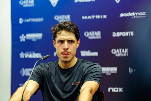 DÜSSELDORF, GERMANY - 9 OCTOBER 2026: Image shows press conference, PK, Pressekonferenz with Agustin Tapia (ARG) during CUPRA Germany Premier Padel P2 2026 Day 6: Quarterfinals at CASTELLO Düsseldorf on 9 10 2026 in Düsseldorf, Germany. Germany Copyright: xFröhlichxPascalx