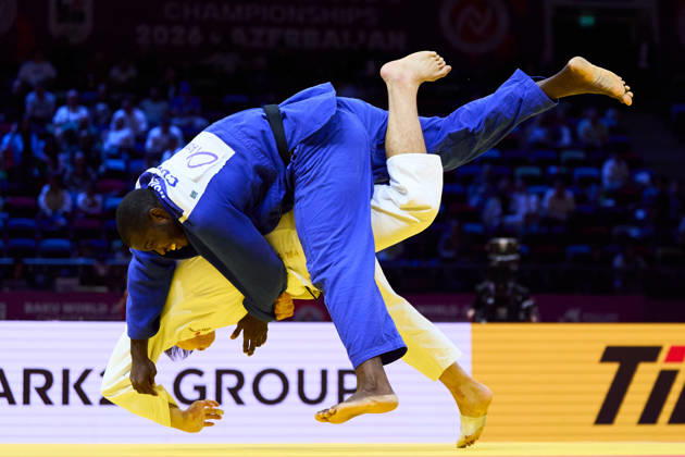 (Top-Bottom) Silva Morales Ivan Felipe (CUB), Dota Arai (JPN), OCTOBER 6, 2026 -Judo : World Judo Championships BAKU2026 Mens -100kg3rd Round match at National Gymnastics Arena in Baku, Azerbaijan.  aflo_354496461 KenxAsakurax