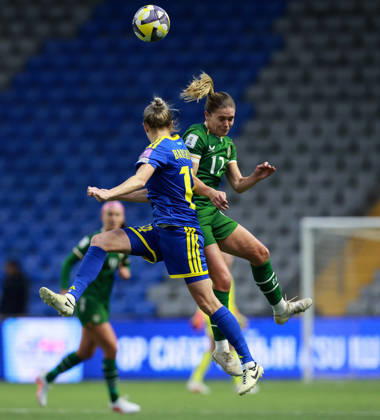 2027 FIFA Women s World Cup Round One Qualifying Play-off First Leg, Astana Arena, Astana, Kazakhstan 9 10 2026 Kazakhstan vs Republic of Ireland Ireland™s Jamie Finn with Yekaterina Babshuk of Kazakhstan Jamie Finn with Yekaterina Babshuk 9 10 2026  Copyright: xx BASN3686