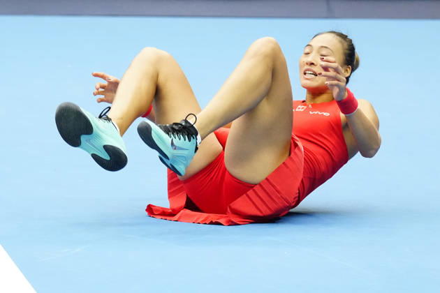 China Open 2026 - women s singles quarter-final in Beijing, China - 09 Oct 2026 Qinwen Zheng of China celebrates winning against Elina Svitolina of Ukraine (not in view) during the women s singles quarter-final match on day ten of China Open at the National Tennis Center. Beijing China Copyright: xPolyxFeix xSOPAxImagesx 20261009_7684_342