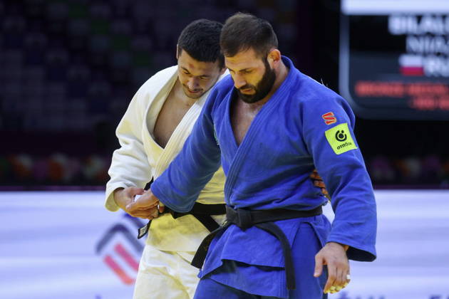 AZERBAIJAN, BAKU - OCTOBER 9, 2026: Niyaz Bilalov (L) of Russia and Arman Adamian of Russia are pictured after their -100 kg bout as part of the 2026 World Judo Championships at the National Gymnastics Arena 2026 World Judo Championships In Baku - ZUMAt113 20261009_zaa_t113_716 Copyright: xMikhailxSinitsynx