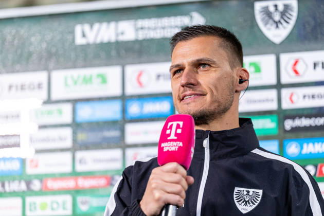 Thomas Woerle (SC Preussen Muenster, Cheftrainer) im Interview bei Magenta GER, SC Preussen Muenster vs. Rot-Weiss Essen, Fussball, 3. Liga, 8. Spieltag, Spielzeit 2026 2027, 09.10.2026 DFL Regulations prohibit any use of photographers as image sequences and or quasi-video. GER, SC Preussen Muenster vs. Rot-Weiss Essen, Fussball, 3. Liga, 8. Spieltag, Spielzeit 2026 2027, 09.10.2026 Muenster Copyright: xEibner-Pressefoto JanxRollingerx EP_JSK