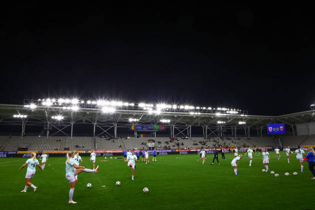 Women s World Cup Qualifier: Romania vs. Norway, Bucharest, October 9, 2026. The women s national team warms up before kickoff in the World Cup qualifying soccer match between Romania and Austria at Stadionul Arcul de Triumf in Bucharest. Photo by Nikola Krstic, NTB, Bucharest, Romania. EDITORIAL USE ONLY. RESTRICTED USE FOR BETTING. COMPANIES Copyright: xNikolaxKrsticx xNTBx