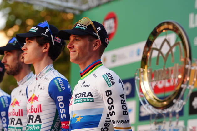 Red Bull - Bora - Hansgrohe during the team presentation on the eve of the 120th edition of Il Lombardia cycling race, in Bergamo on October 9, 2026, prior to the 239 km one-day race from Bergamo to Como, Italy. Copyright: xGianxMattiaxD Alberto LaPressex